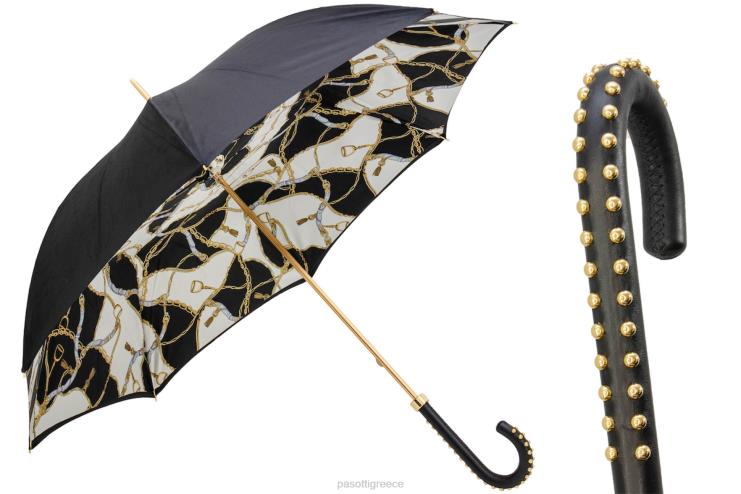 ομπρέλα | PASOTTI 189 5g313-39 h19 - μαύρη ομπρέλα με στάμπα χαλινού διπλό ύφασμα 2N6B8449 γυναίκες